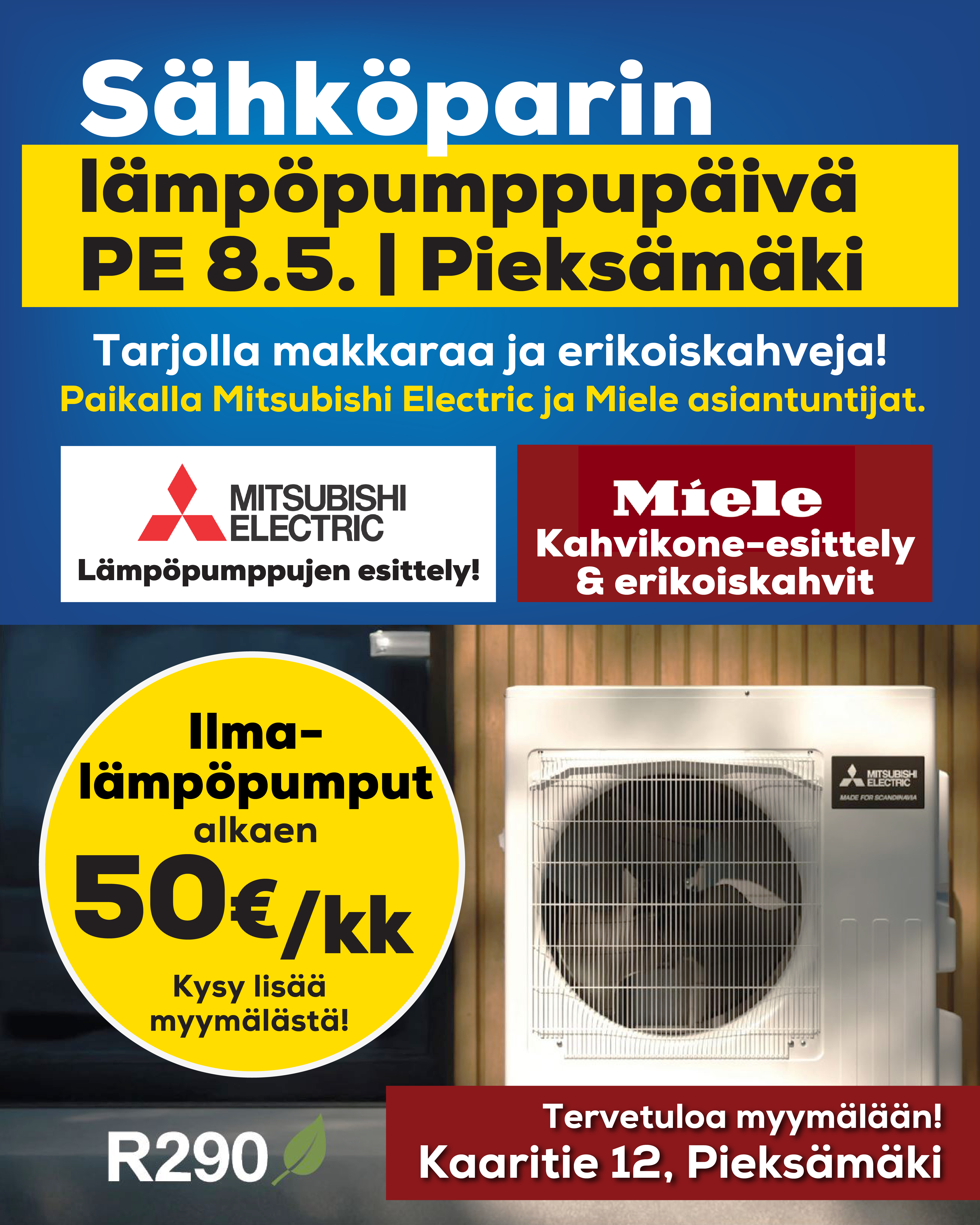 Ilmalämpöpumppu- päivät Sähköparilla Pieksämäellä Pe 8.5.2026