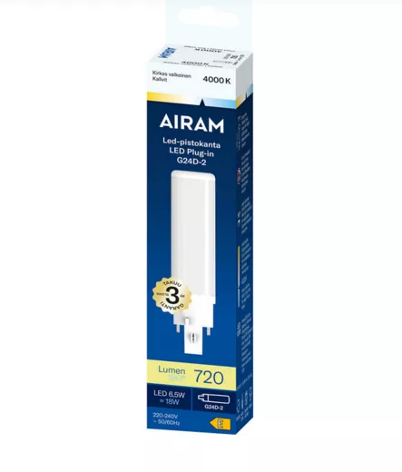 Airam Led-pistokanta G24D2-2OP 720lm - LED-polttimot - 6435200309020 - 1
