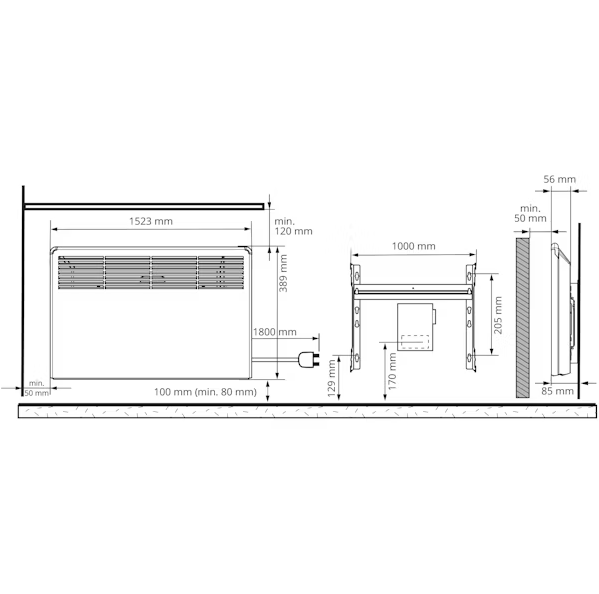 ENSTO LÄMMITIN BETA20-BT-EP 2000W 39x152 - Sähköpatterit pistotulpalla - 8127440 - 1
