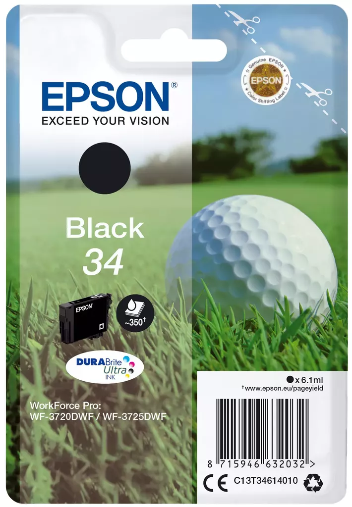 EPSON SINGLEPACK BLACK 34 - Musteet, paperit ja väripatruunat - 8715946632032 - 1