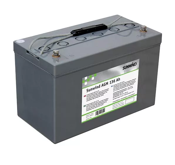 Sunwind AGM akku 12V / 136 Ah - Mökkisähkö akut - 153422 - 1