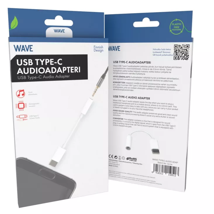 Wave USB-C (TYPE-C) Audioadapteri - Kaapelit ja laturit - 6418312150513 - 1