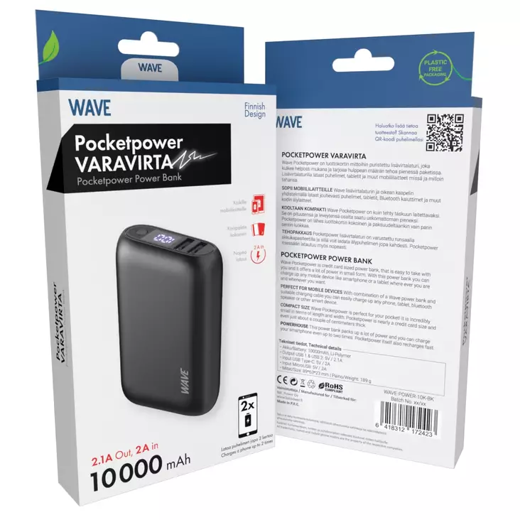 WAVE POCKETPOWER 10000MAH - Kaapelit ja laturit - 6418312172423 - 1