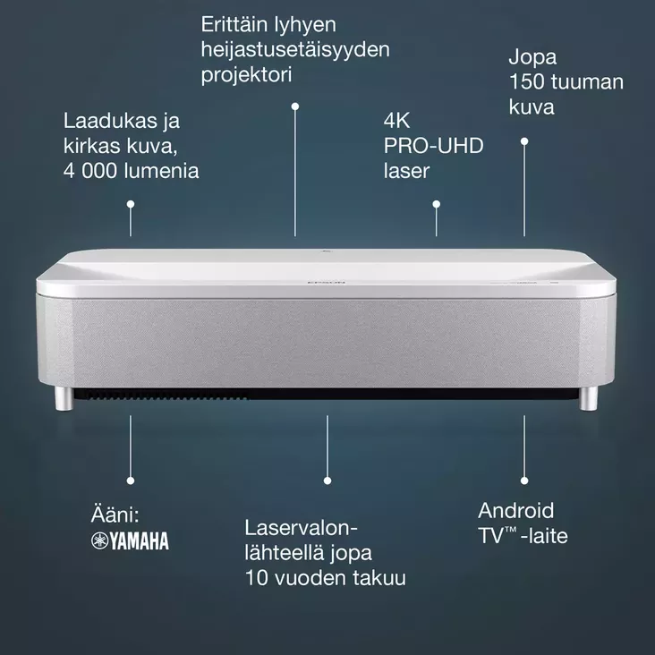 EPSON EHLS800W ÄLYLASERPROJEKTORI VALKOINEN - Projektorit - 8715946710433 - 1