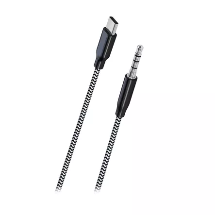 WAVE PUNOTTU AUDIOKAAPELI USB TYPE-C 3,5MM 1M MUSTAVALKOINEN - Kaapelit ja laturit - 6418312173925 - 2