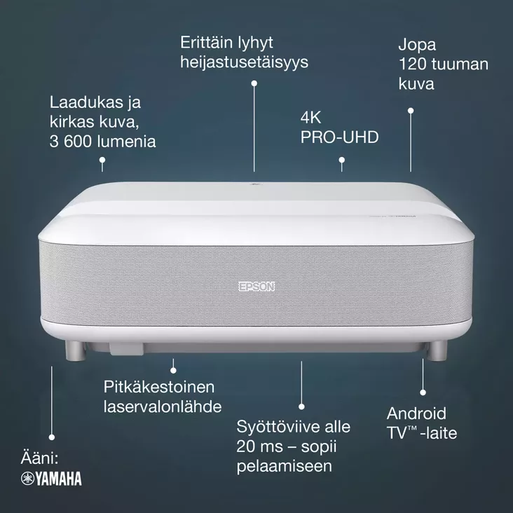 EPSON EHLS650W ÄLYLASERPROJEKTORI VALKOINEN - Projektorit - 8715946718446 - 1