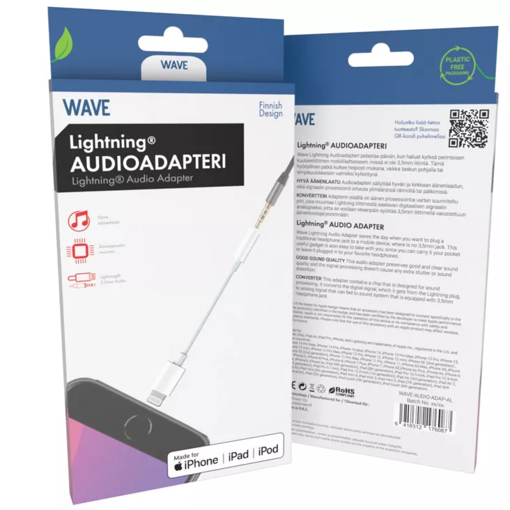 Wave Apple Lightning 8PIN, MFI - Kaapelit ja laturit - 6418312176087 - 1