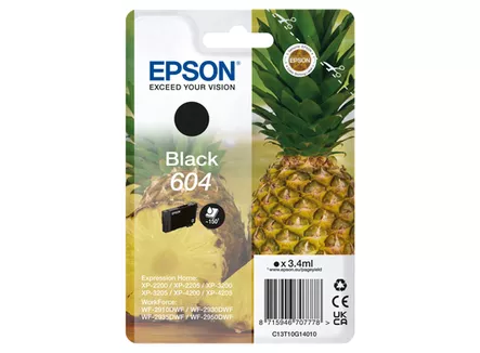 EPSON PINEAPPLE SINGLEPACK BLACK 604 INK - Musteet, paperit ja väripatruunat - 8715946707778 - 2