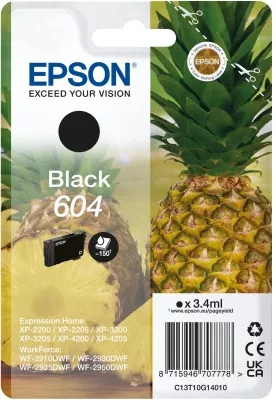EPSON PINEAPPLE SINGLEPACK BLACK 604 INK - Musteet, paperit ja väripatruunat - 8715946707778 - 1