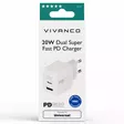 VIVANCO NOPEA 1xUSB-C PD / USB-A KOTILATURI 20W VALKOINEN - Kaapelit ja laturit - 4008928641219 - 2
