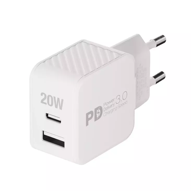 VIVANCO NOPEA 1xUSB-C PD / USB-A KOTILATURI 20W VALKOINEN - Kaapelit ja laturit - 4008928641219 - 1