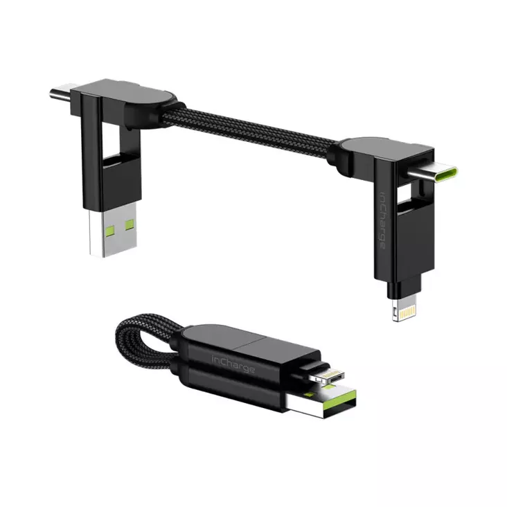 ROLLING SQUARE INCHARGE X 100W USB-C/LIGHTNING/MICRO USB 7CM MUSTA - Kaapelit ja laturit - 7640170468519 - 1